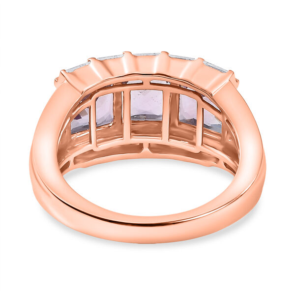 Zeitlose Art Kollektion - AA Rose De France Amethyst, Weißer Zirkon Ring 925 Silber 750 rosévergoldet (Größe 19.00) ca. 3.58 ct image number 6