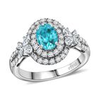 AAAA Paraiba Turmalin, Weißer Diamant Ring 950 Platin (Größe 20.00) ca. 2,00 ct