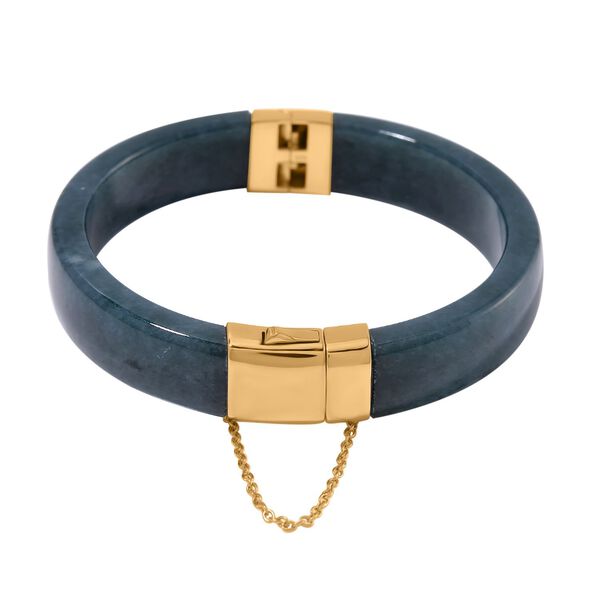 EXTREM SELTEN - Nat&uuml;rlicher Olmek Jadeit Armreif ca. 19 cm 925 Silber vergoldet ca. 250.00 ct