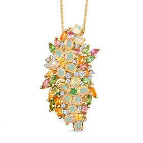D’joy AA Natürlicher, äthiopischer Welo Opal, Rosa Saphir Schmuckset 925 Silber 750 Gelbgold Vermeil ca. 4,58 ct.