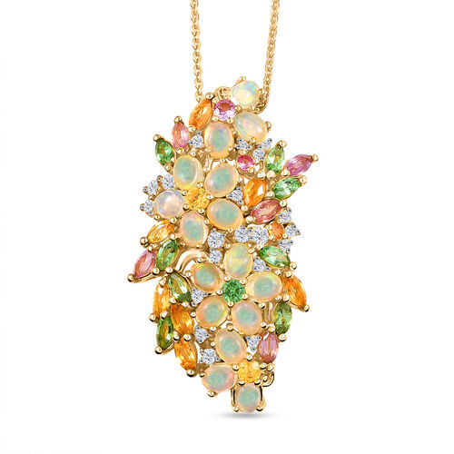 D’joy AA Natürlicher, äthiopischer Welo Opal, Rosa Saphir Schmuckset 925 Silber 750 Gelbgold Vermeil ca. 4,58 ct. image number 0