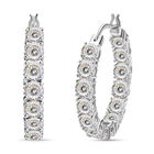 120 Facetten Moissanit Creolen, 925 Silber rhodiniert ca. 12.28 ct