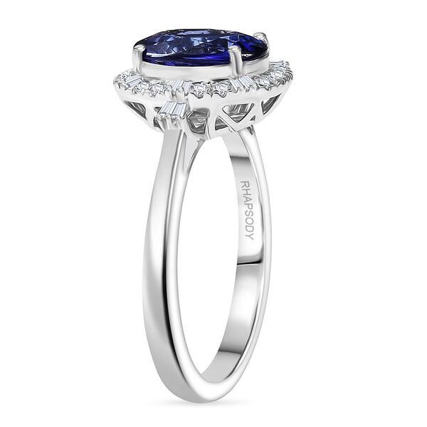 Rhapsody AAAA Tansanit, Wei&szlig;er Diamant Ring 950 Platin (Gr&ouml;&szlig;e 17.00) ca. 2,97 ct image number 3