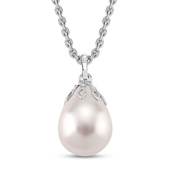 3er Set - Weiße Muschelperle (16X12 mm) Anhänger mit Kette und Ohrringe, Nickelfreies Messing und 316L Edelstahl image number 3