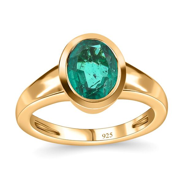 Smaragd-Triplette-Quarz Ring, 925 Silber Gelbgold Vermeil, (Gr&ouml;&szlig;e 19.00), ca. 2.13 ct image number 4