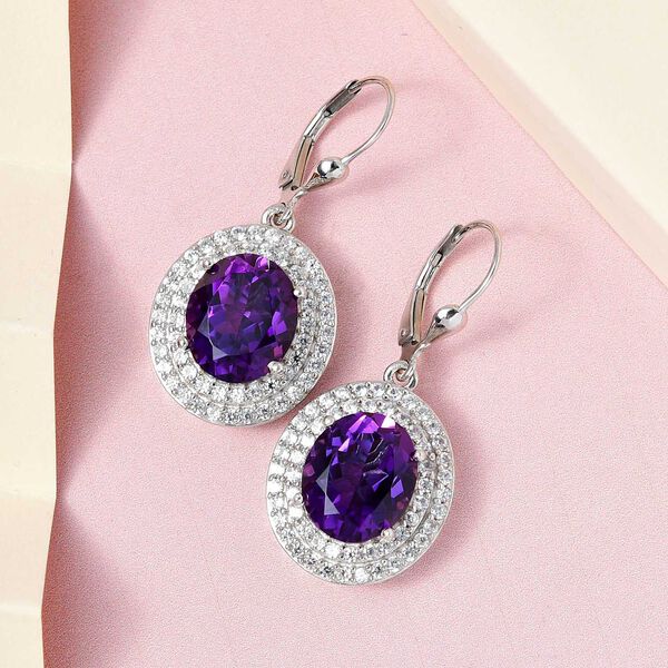 Lusaka Amethyst und Zirkon-Ohrh&auml;nger, 925 Silber platiniert ca. 10,15 ct&nbsp; image number 2