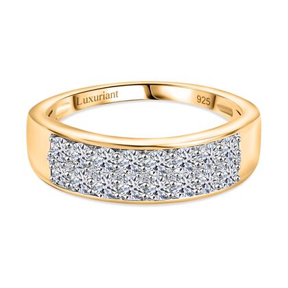 LUXURIANT DIAMOND - Lab Grown Diamant SI-GH SGL zertifiziert Ring 925 Silber 750 Gelbgold Vermeil (Gr&ouml;&szlig;e 17.00) ca. 1.00 ct