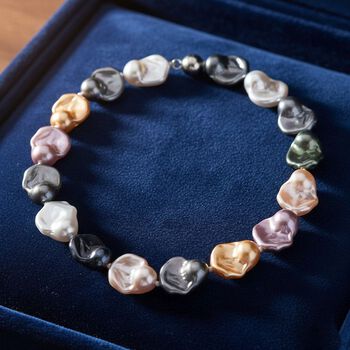 Mehrfarbige Fancy Muschelkernperle 50cm Halskette