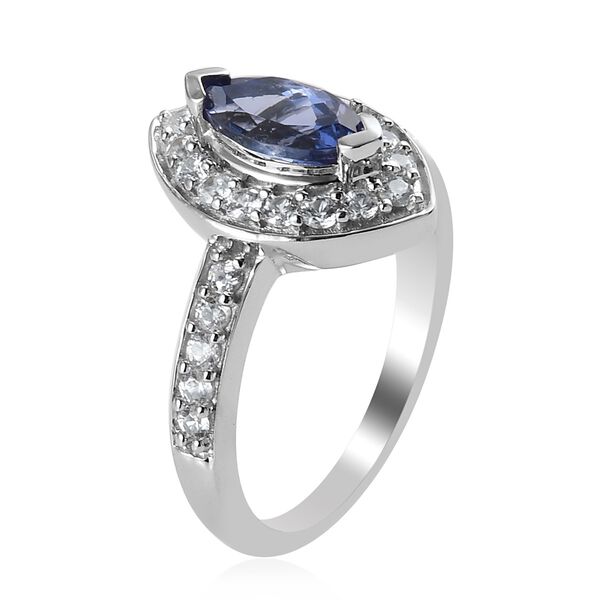 Tansanit und Zirkon Ring 925 Silber Platin-&Uuml;berzug image number 4