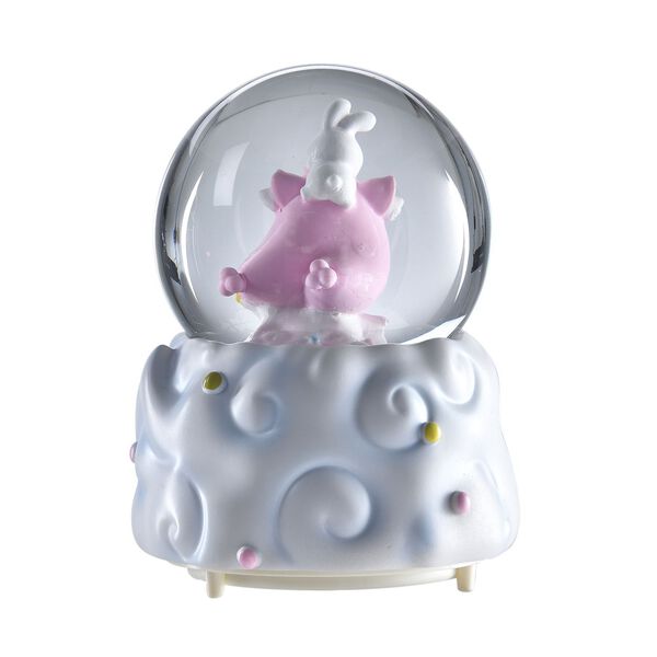 Glitzerkugel mit Musik, Der Hase und das M&auml;dchen, 11x15.5cm, wei&szlig; image number 3