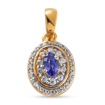 AAA Tansanit und Zirkon-Anh&auml;nger, 925 Silber vergoldet ca. 0,65 ct