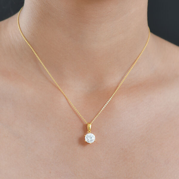 D'Joy Moissanit Anh&auml;nger mit 50cm Kette, 925 Silber vergoldet - 1,80 ct. image number 3