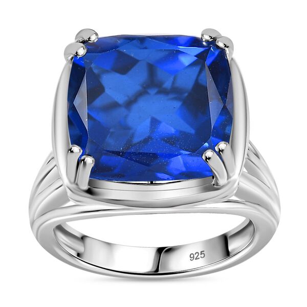 Tansanit-Farbe Quarz Ring 925 Silber platiniert (Größe 18.00) ca. 13,20 ct image number 4