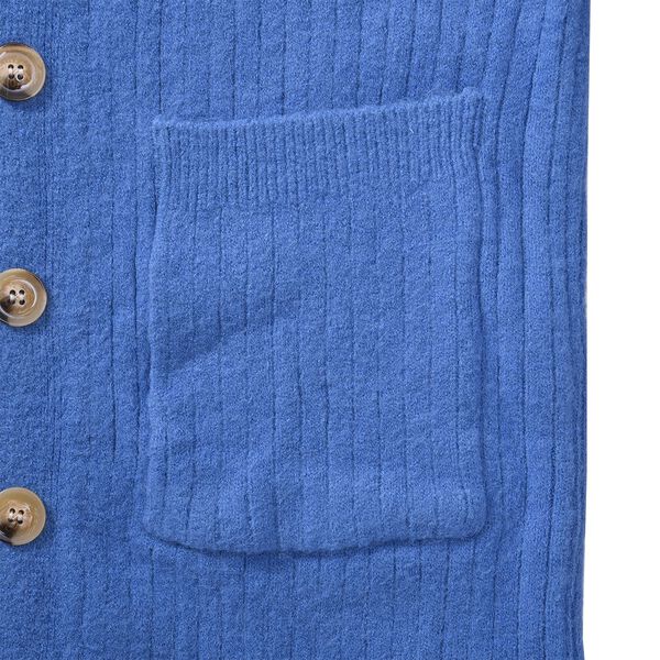 longline coatigan with bottonsMaterial: PBT26%, nylon 32%, acrylic 42%Size:50*90cmWeight:700gColor: blue image number 6