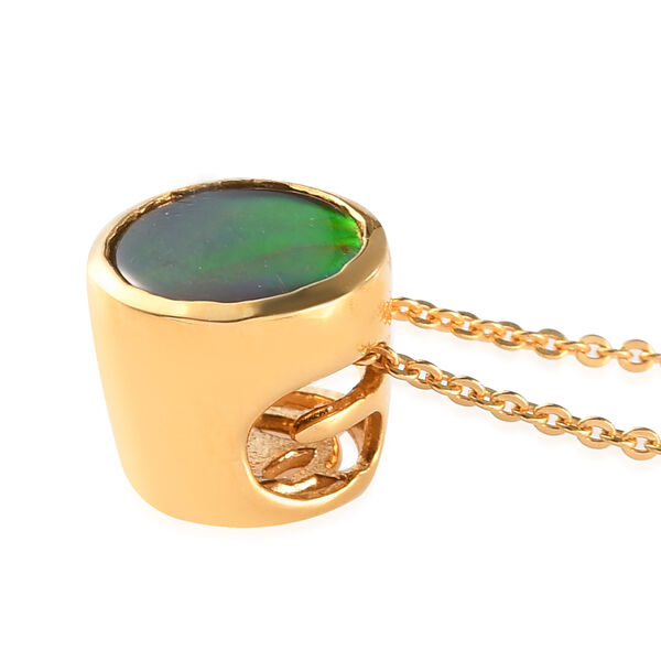 Ammolit Anh&auml;nger mit Kette 50 cm 925 Silber vergoldet ca. 0,85 ct image number 4