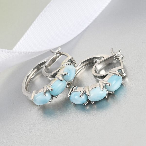 larimar Creolen 925 Silber platiniert ca. 2,69 ct image number 2