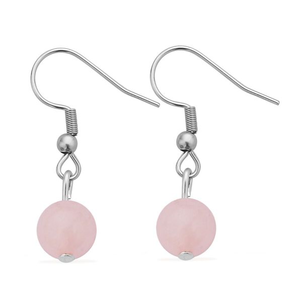 Rosenquarz Halskette, Armband und Ohrringe, Edelstahl ca. 285.00 ct image number 7