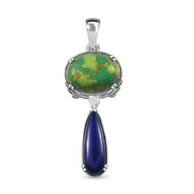 Grüner Türkis, Zirkon und Lapislazuli-Anhänger - 33,75 ct.