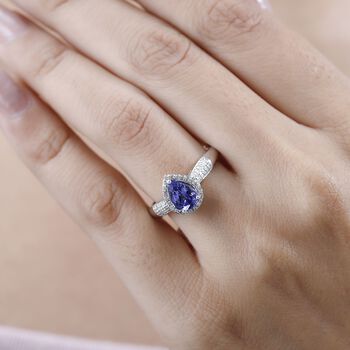 AA Tansanit und Zirkon Ring - 1.34 ct.