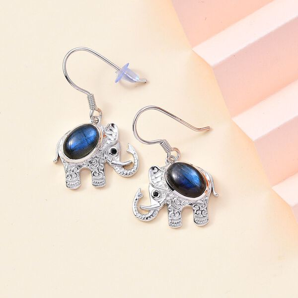 AAA Labradorit und schwarze Spinell-Ohrringe - 5,07 ct. image number 2