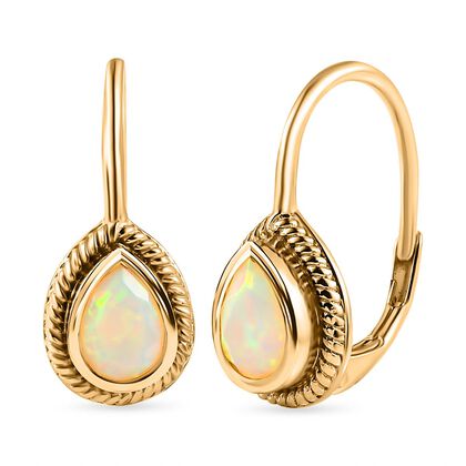 Natürliche, äthiopische Welo Opal-Ohrringe, 925 Silber vergoldet, 0,95 ct.