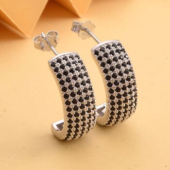 Schwarze Spinell Ohrringe, 925 Silber rhodiniert ca. 0,84 ct