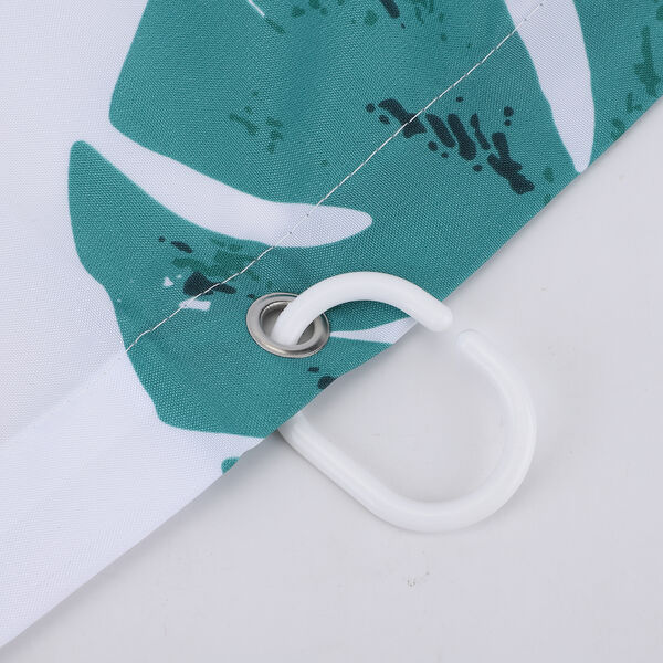 Duschvorhang mit 12 Haken und Ginko Blattmuster, 180x180 cm, Gr&uuml;n und Wei&szlig; image number 3