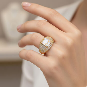 Wei&szlig;er Zirkonia Ring Nickelfreies Messing gelb vergoldet (Gr&ouml;&szlig;e 16.50)