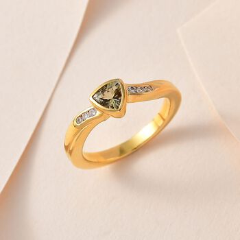AA nat&uuml;rlicher, goldener Tansanit und Zirkon-Ring - 0,53 ct.