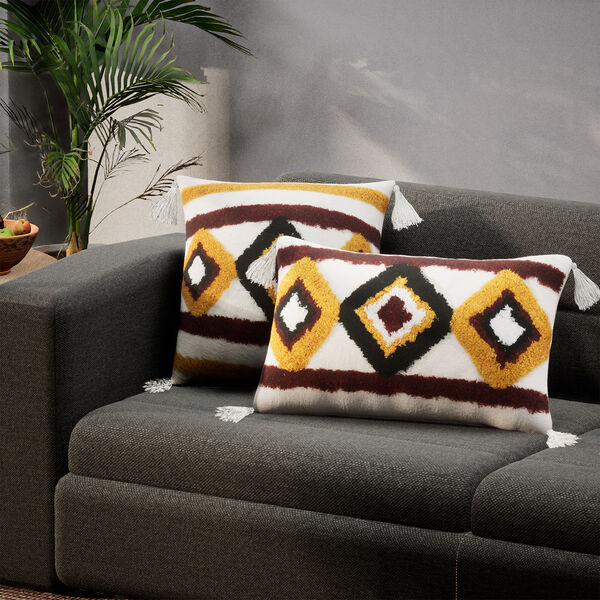 2er Set - Kissenbezug mit Quasten, Diamantmuster image number 4