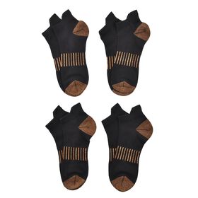 4er-Set Kupferfaser-Kompressions-Socken, 41-45, Schwarz und braun