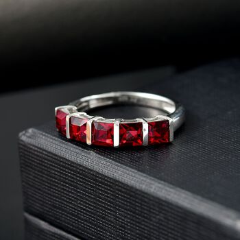 J Francis gefertigt mit SWAROVSKI- Siam Farbe Swarovski Kristall Ring, 925 Silber platiniert