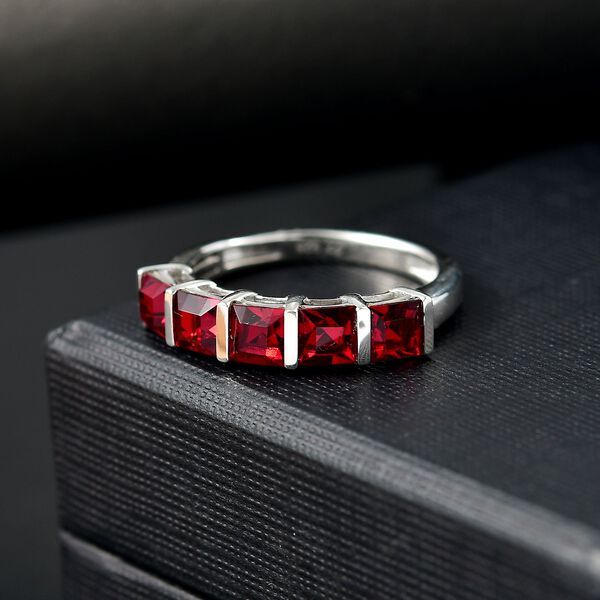 J Francis gefertigt mit SWAROVSKI- Siam Farbe Swarovski Kristall Ring, 925 Silber platiniert image number 2