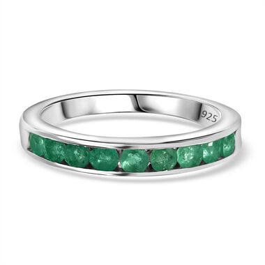 Gemfields Smaragd Ring, 925 Silber rhodiniert (Größe 18.00) ca. 0.73 ct