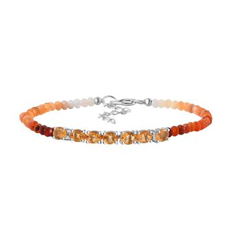 Feuer opal Armband ca. 18 cm + 3.5 cm Extender 925 Silber platiniert ca. 7.64 ct