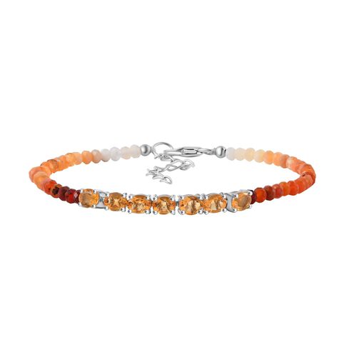 Feuer opal Armband ca. 18 cm + 3.5 cm Extender 925 Silber platiniert ca. 7.64 ct image number 0
