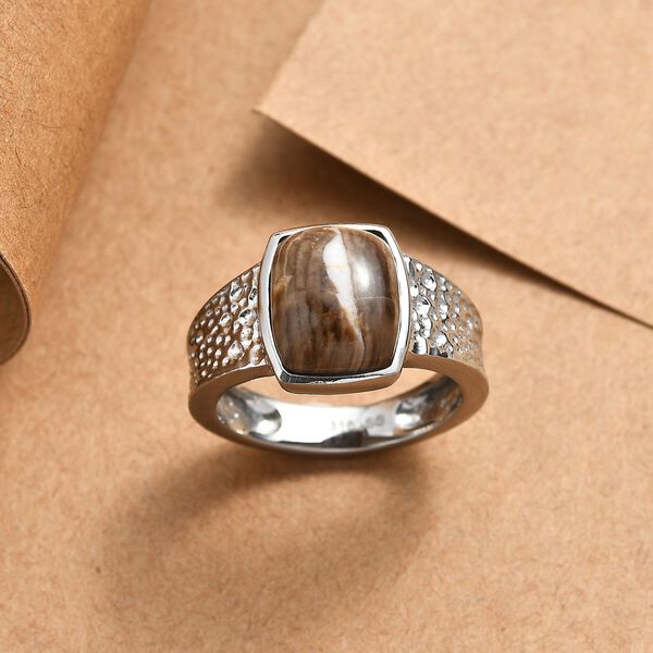 Der Schimmer der Natur - Erdnuss Holz Jaspis Ring Edelstahl (Größe 16.00) ca. 3.50 ct image number 1