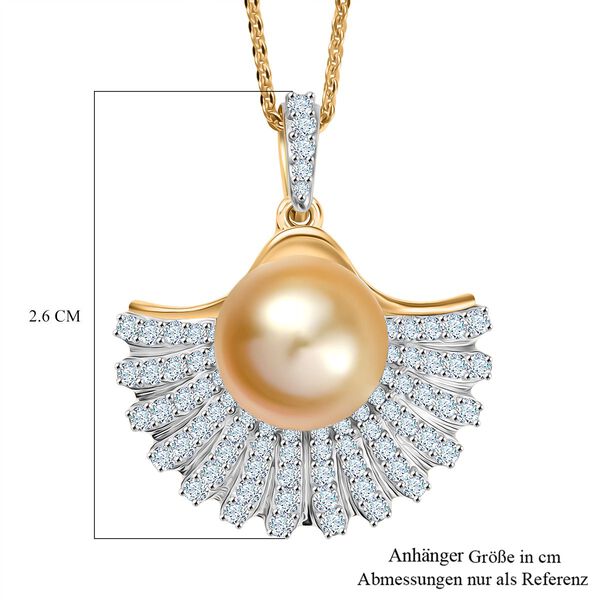 D'Joy AA goldener Südseeperlen- und Moissanit-Anhänger mit 50cm Kette image number 7
