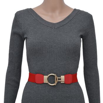 Modischer G&uuml;rtel mit Metallschnalle, Gr&ouml;&szlig;e 4x75 cm, gewebt, Rot