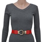 Modischer Gürtel mit Metallschnalle, Größe 4x75 cm, gewebt, Rot