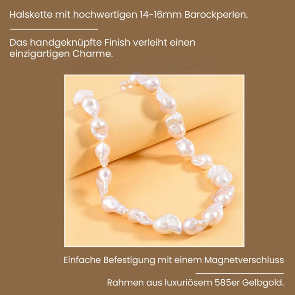 14-16 mm Premium wei&szlig;e Barockperle-Halskette, 50 cm image number 2