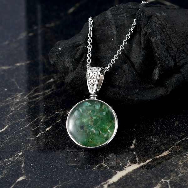 Smaragd Matrix Anhänger mit Kette, ca. 6,00 ct image number 2