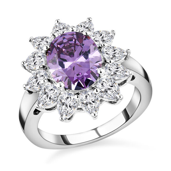 Amethyst und wei&szlig;er Zirkonia-Ring, reines Ionenbeschichtetes Messing  ca. 7,26 ct image number 4