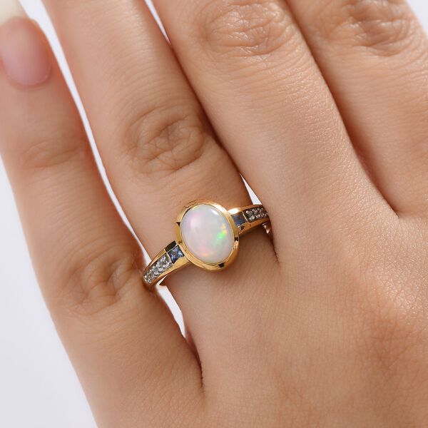 D&rsquo;Joy Nat&uuml;rlicher, &auml;thiopischer Welo Opal, ceylonfarbener Saphir und Zirkon Ring - 1,87 ct. image number 3