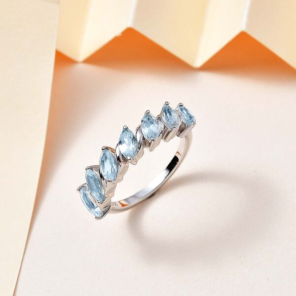 Himmelblauer Topas Ring 925 Silber rhodiniert (Größe 19.00) ca. 2,18 ct image number 2
