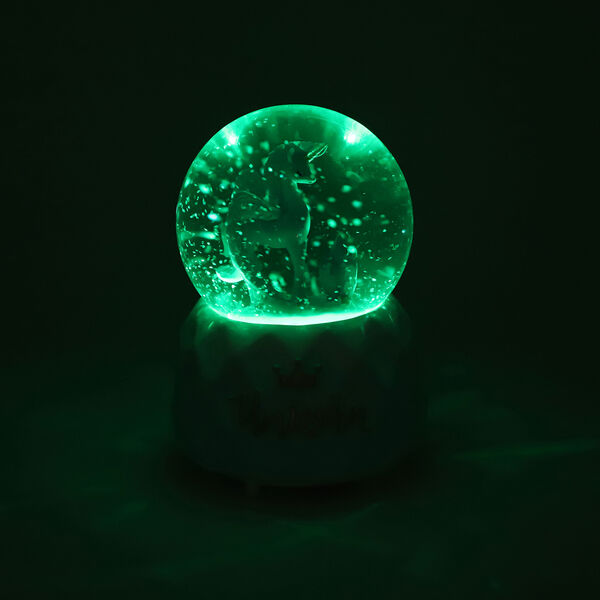 Schneekugel Musik und Licht, 15x10 cm, Einhorn, Blau image number 3
