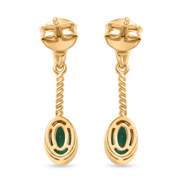 D'Joy Smaragd-Quarz Triplette Ohrringe 925 Silber 750 Gelb Vergoldet ca. 1,13 ct. image number 4