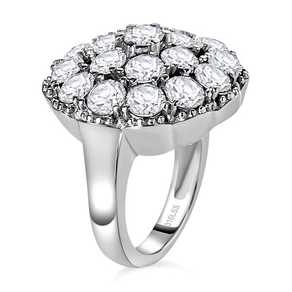 Weißer Kristall Ring, Edelstahl (Größe 16.00) image number 4