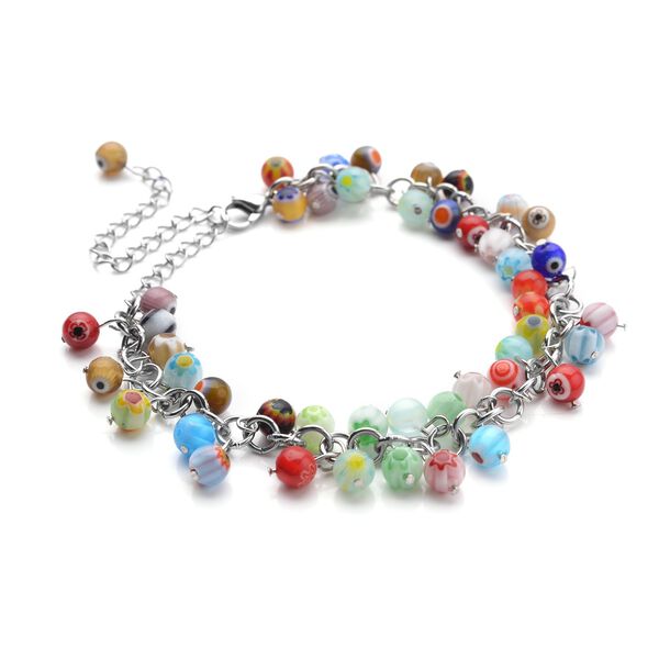 Mehrfarbiges Armband/ Fußkettchen im Murano-Stil, 19+10cm image number 7