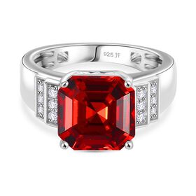J Francis gefertigt mit SWAROVSKI- Scharlachroter und weißer Swarovski Kristall Ring